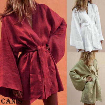 

US Women Casual Long Sleeve Sexy V-neck Tunic Dress Office Lady Dresses Cocktail