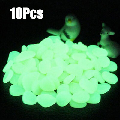 

10pcs Glow in the Dark Garden Pebbles for Walkways Aquarium Decor Plants Luminous Stones