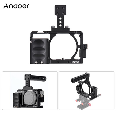 

Andoer Protective Aluminum Alloy Video Camera Cage Hand Grip Top Handle Baseplate Kit Film Making System with Cable Clamp fo