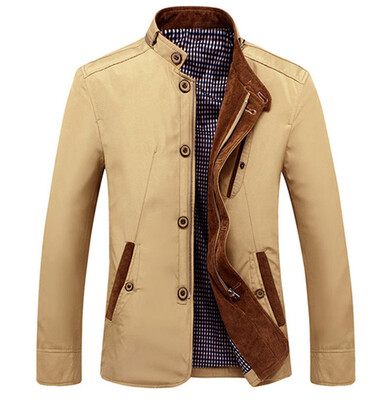 

Gobestart Men Winter Long Sleeve Pocket Stand Collar Zip Outwear Jacket Coat Plus Size