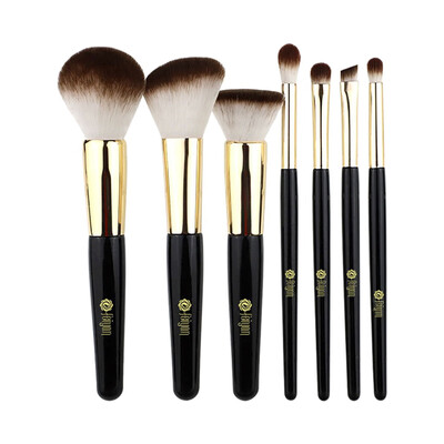 

〖Follure〗7 Pcs Black And Gold Two-color Fiber Hair Makeup Brush Set