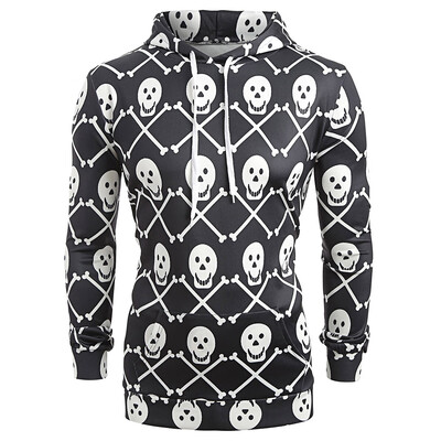 

Skulls Print Pouch Pocket Hoodie