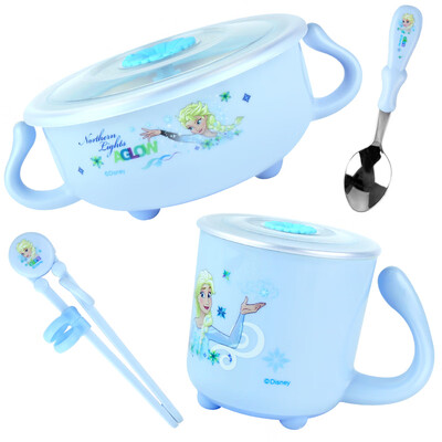 

Disney Childrens Tableware Baby Food supplement Bowl Baby Insulation Bowl with lid Single handle Water Cup Chopsticks Spoon Set Combination set of 4 Princess