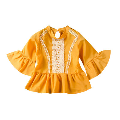 

Baby Girls Blouses Toddler Kids Girl Shirts 2019 Autumn Fashion Cute Long Flare Sleeve Ruffle Tops Kids Clothes 1-6Y