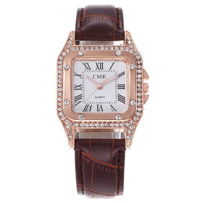 

Explosion models ladies full diamond square shell quartz watch fashion student watch female models