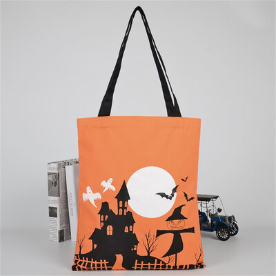 

Toponeto Halloween Cute Witches Candy Bag Canvas Tote Shopping Handbag Orange
