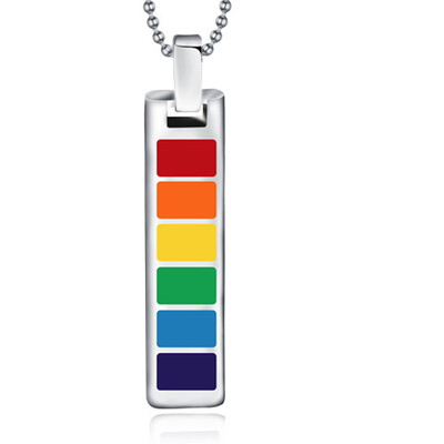 

Gay Pride Rainbow Pendant Stainless Steel Necklace Fine Jewelry Rainbow Pride Necklace Pendant with Free Chain