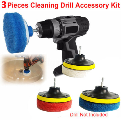 

5x 4 Home Bathroom Cleaning Brush Drill Accessory Kit Nylon Powered Scrub Pad