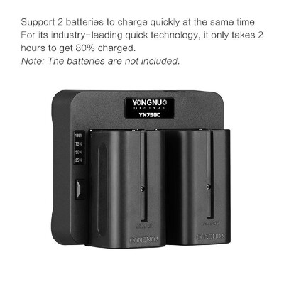 

YONGNUO YN750C Professional Lithium Battery Charger Dual Channel Battery Charging Slot Support Fast Slow Charge Compatible for Son