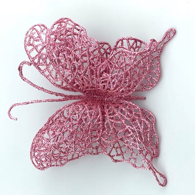 

6Pcs New Fashion 6 Colors Christmas Decorations Sticky Powder Christmas Hollow Butterfly Pendants Christmas Tree Decor