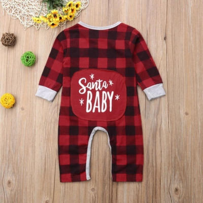 

Newborn Baby Boys Girls Christmas Santa Baby Long Sleeve Romper Bodysuit