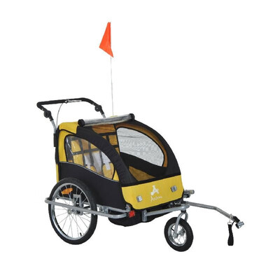 

Elite 3-in-1 Double Child Bike Trailer- Yellow Black