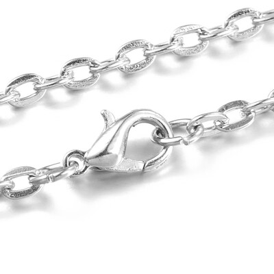 

Iron Cable Chain Necklace Makings with Alloy Lobster Claw Clasps&Iron End Chains Platinum 303