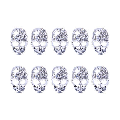 

10pcs Skull Alloy 3D AB Rhinestone Crystal Nail Art Tips Slice Decor