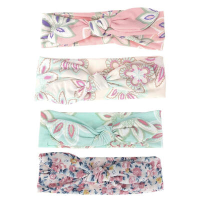 

4pcs Children Rabbit Ears Elastic Hair Bands Printing Cotton Girls Headwear