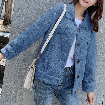 

Tailored Winter Women Faux Fleece Coat Outwear Warm Lapel Biker Motor Jacket
