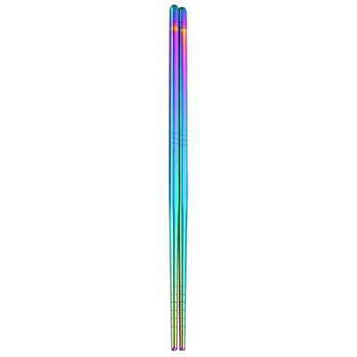 

Gobestart 1 Pair Stainless Steel Tableware Colorful Length 23cm Chopsticks Dishware GD