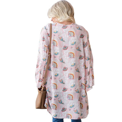 

Women Kimono Cardigan Floral Print Bell Sleeves Boho Loose Long Bikini Cover Ups Beachwear