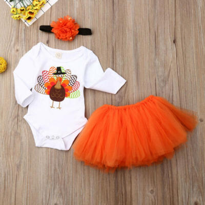 

Newborn Kids Baby Girl Long Sleeve RomperTutu Skirts Dress 3pcs Outfits Set
