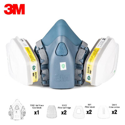 

3M 7502 Organic Vapor Safety Respirator Mask with Filters Respiratory Protection Gas Masks Paint Chemical Formaldehyde Anti Virus