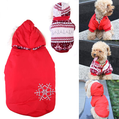 

Warm Small Dog Pet Coat Winter Outercoat Snowflake Hoodie Clothes Apparel