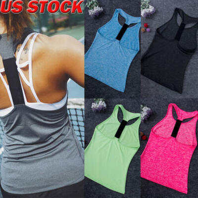 

Womens Plain Color Tank Top Vest Girls Sleeveless Yoga GYM Sports T-shirt -XL