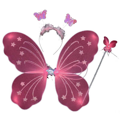 

WEIXINBUY 3pcsSet Girl Fairy Princess Christmas Costume Butterfly Wing Wand Headband