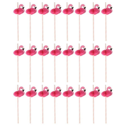 

24pcsset Cute Food Grade Paper Straws for Birthday Wedding Celebration&Party Multifunctional Straws with Flamingo Decorated