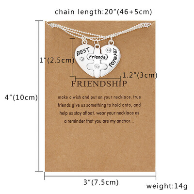 

Friendship Card Necklace Couple Jewelry 2pcs BFF Heart Pendant Necklace Best Friends Forever 2 pcs Splicing Necklace Gift