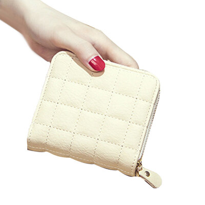 

Women Solid Color Embroider Zipper Faux Leather Mini Coin Wallet Short Purse