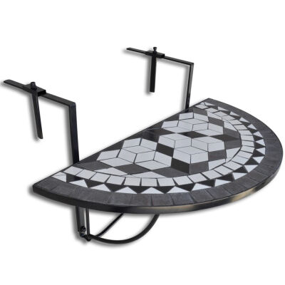 

Mosaic Balcony Table Hanging Semi-circular Black White