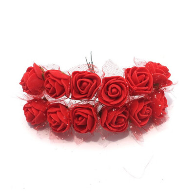 

FUNNYBUNNY 12pcs 25cm Mini Lace Foam Rose Artificial Bouquet Multicolor Rose Wedding Decoration Scrapbooking Fake Easter Gift