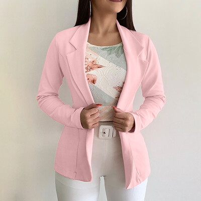 

Toponeto Women Office Long Sleeved Coat Suit Slim Cardigan Solid Color Casual Tops