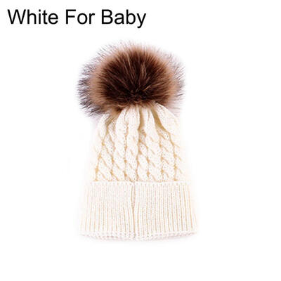 

Cute Kids Baby Boys Girls Mom Hat Set Knitted Winter Warm Hats Soft Beanie Cap