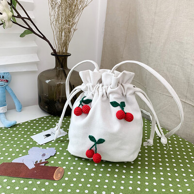 

Tailored Womens Bag Shoulder Bag Crossbody Cherry Canvas Bucket Bag Messenger Bag