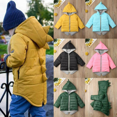 

UK Kids Baby Boys Girls Dinosaur Hooded Coat Jacket Winter Toddler Thick Outwear