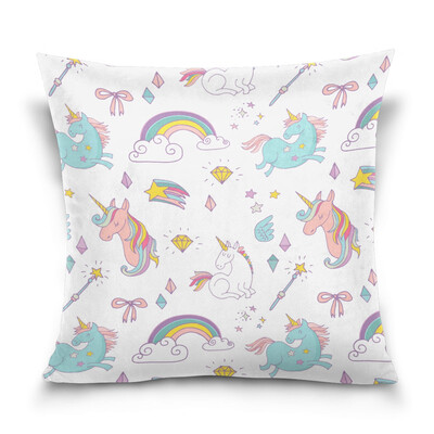 

ALAZA 16 X 16 inch Pillow Case Decorative Cushion Cover Unicorn Rainbow Pattern Pillowcase