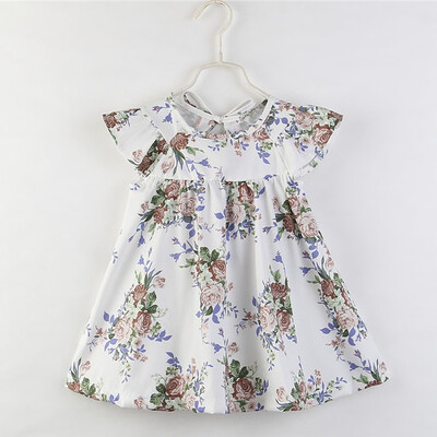 

Toddler Kid Baby Girl Floral Printed Short Sleeve Princess Dress Clothes