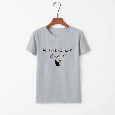 

Starmoon Fashion Women Casual Letter Cat Print Short Sleeve O-Neck Top Blouse T-Shirt