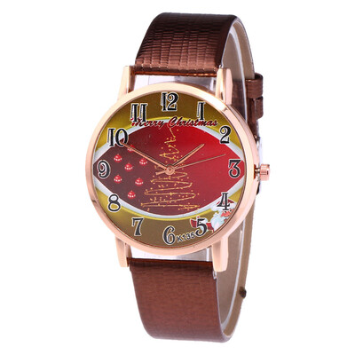 

2018 Fashion New Women Watches Christmas Tree Pattern Leather Band Analog Quartz Vogue Watches drop shipping &Ff