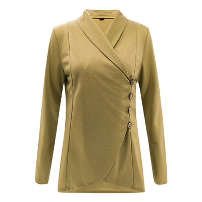 

2019 Women Casual Slim Coat Buttons Irregular Cardigan Long Sleeve Outwear SXL