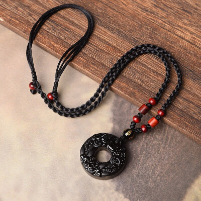 

Obsidian Mens Necklace Trend Personality Couple Pendant