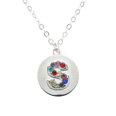 

Silver Alphabet Initial Letter A To Z Pendant Necklace Colorful Rhinestone Pendant Birthday Gifts Christmas Gifts For Women Girls