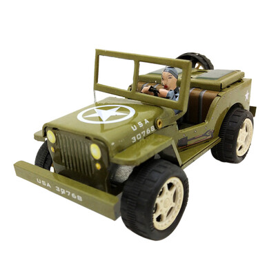 

Gobestart Tinplate Nostalgic Clockwork Chain Toy Photography Props Jeep Toy
