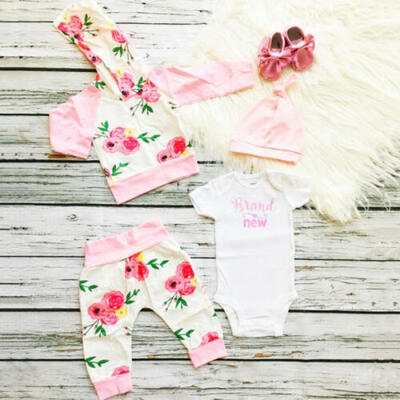 

UK Newborn Baby Girl Floral Hooded Tops Pullover Pants Leggings Outfits Clothes