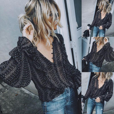 

Women´s Ladies Summer Loose Tops Long Sleeve Shirt Casual Blouse T-shirt Fashion
