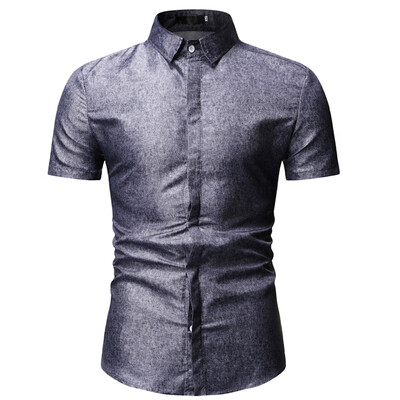 

Tailored Mens Summer Fashion Casual Comfort Solid Color Lapel Short Sleeve Top Blouse