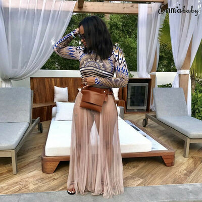 

Women Swimwear Bikini Cover Up Sheer Beach Skirt Sarong Pareo Long Maxi Dress