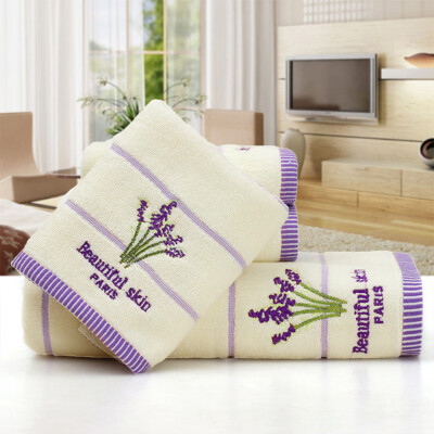 

Toponeto Cotton Embroidery Lavender Aromatherapy Soft Bath Hand Face Towel Sheet Set