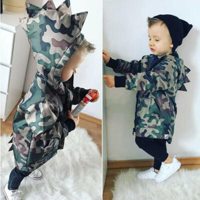

Toddler Kids Baby Boys Camouflage Dinosaur Long Sleeve Hoodie Jacket Zipper Coat